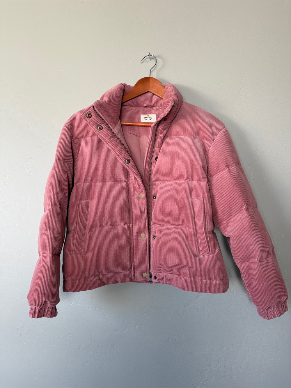 Marine Layer Pink Corduroy Puffer Jacket